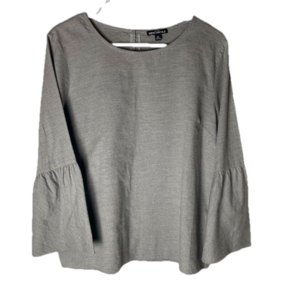 J. Crew Light Gray Bell Sleeve Top